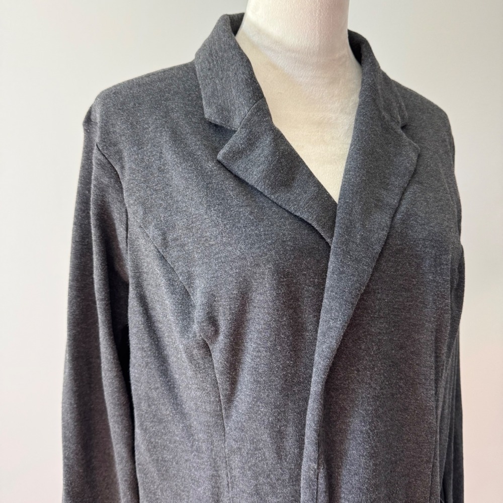 J. Jill Womens Ponte Knit Open Front Blazer Jacket Charcoal Gray Heather Large